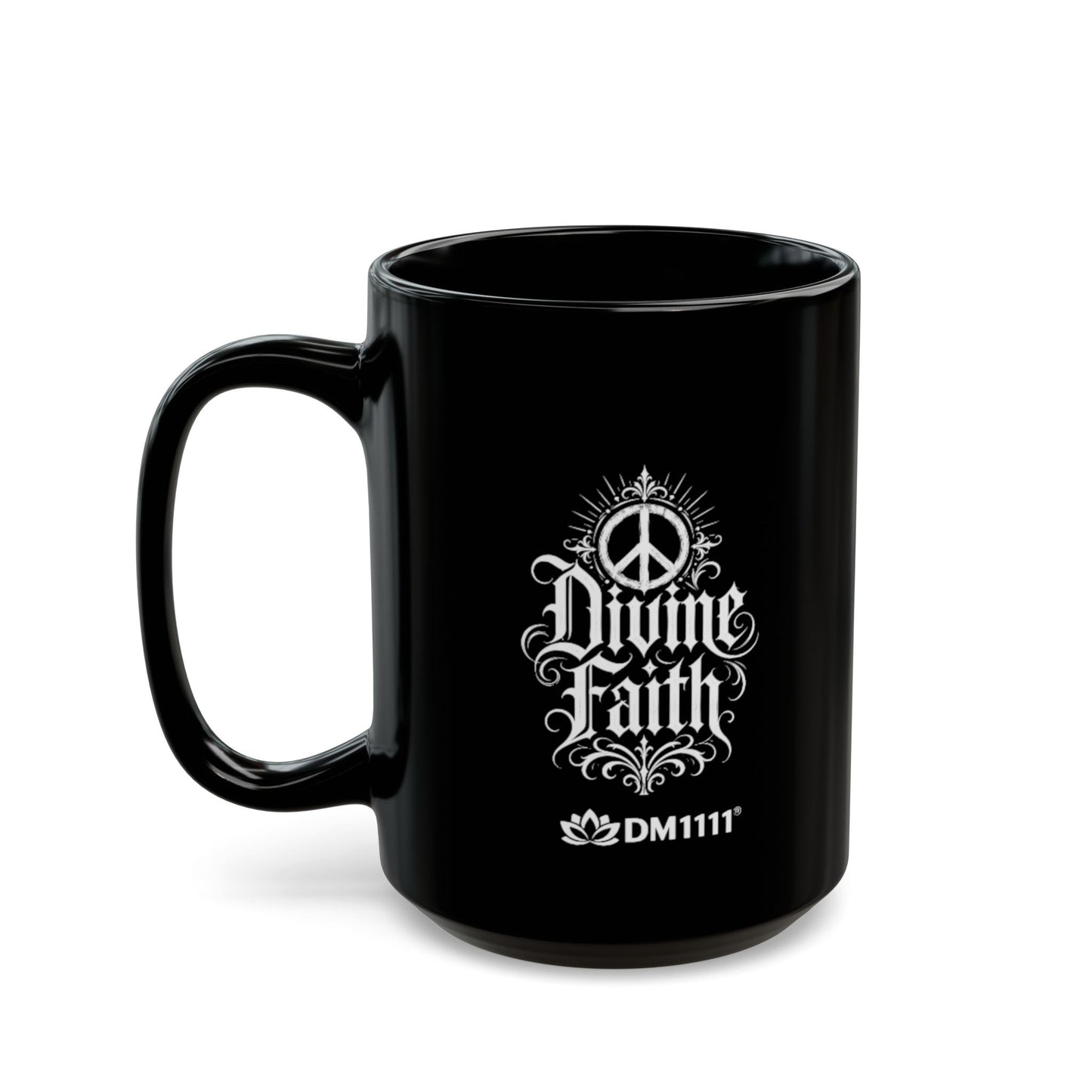 "God Is Working, DF" Divine Faith mug (Black, 11oz/15oz)