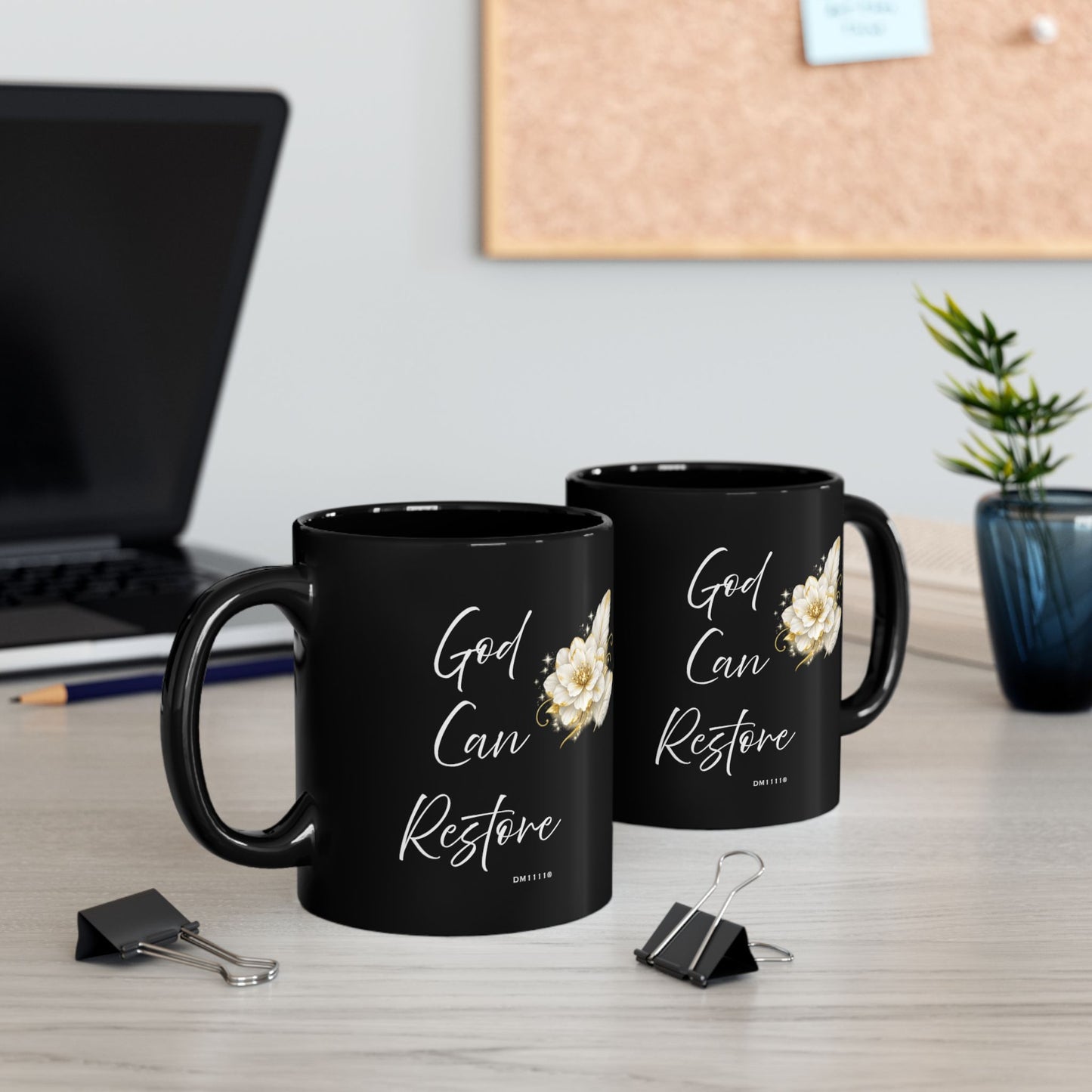 "God Can Restore" Divine Faith mug (Black, 11oz/15oz)