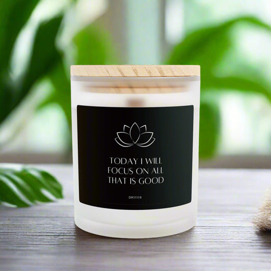 DM1111 "I Will Focus" Frosted Glass Meditation Candle, 11oz