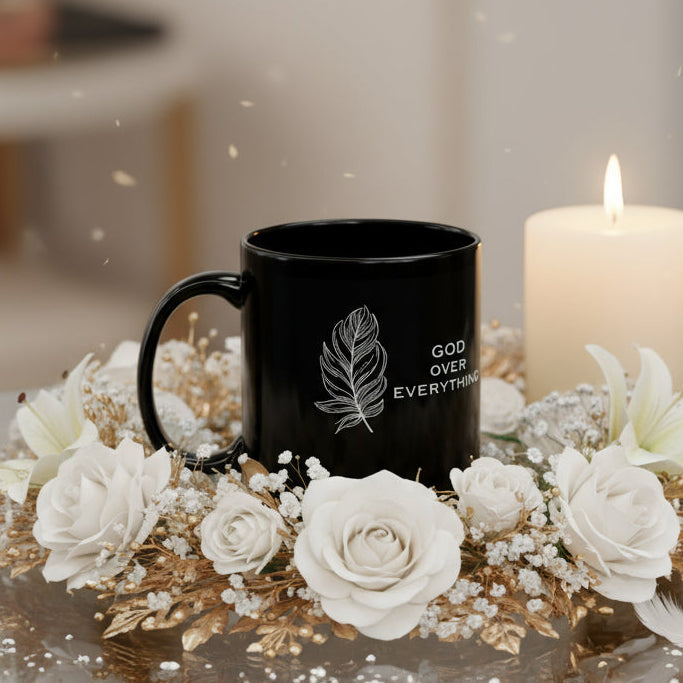 DM1111 "God Over Everything" Black Mug (11oz, 15oz)