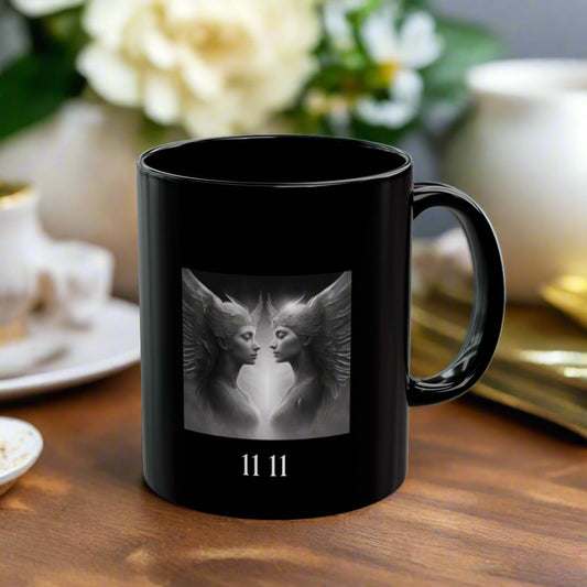 Angel 1111 Twin Flame DM1111 Black Mug (11oz, 15oz)