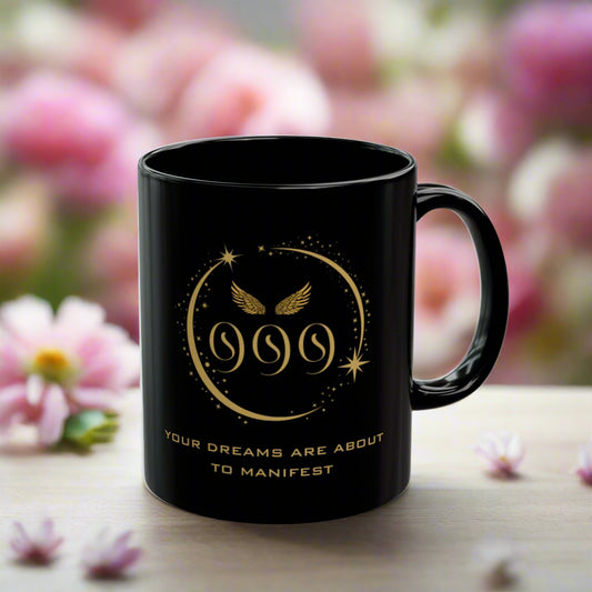 Angel 999 Affirmation DM1111 Black Mug (11oz, 15oz)