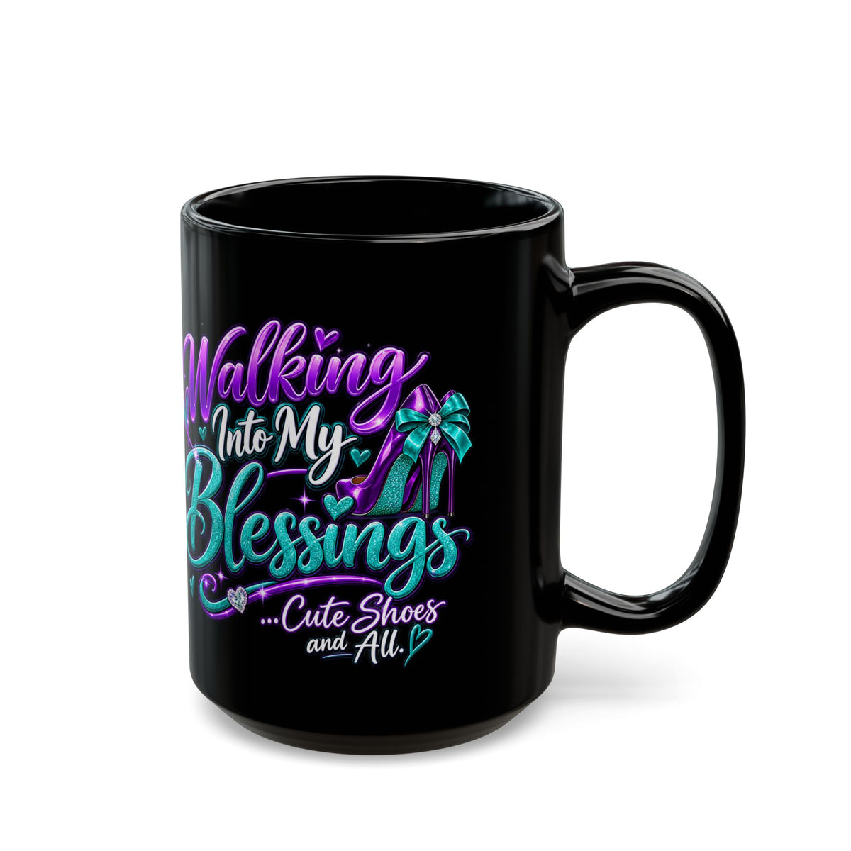 "Walking Into My Blessings, DF" Divine Faith mug (Black, 11oz/15oz)