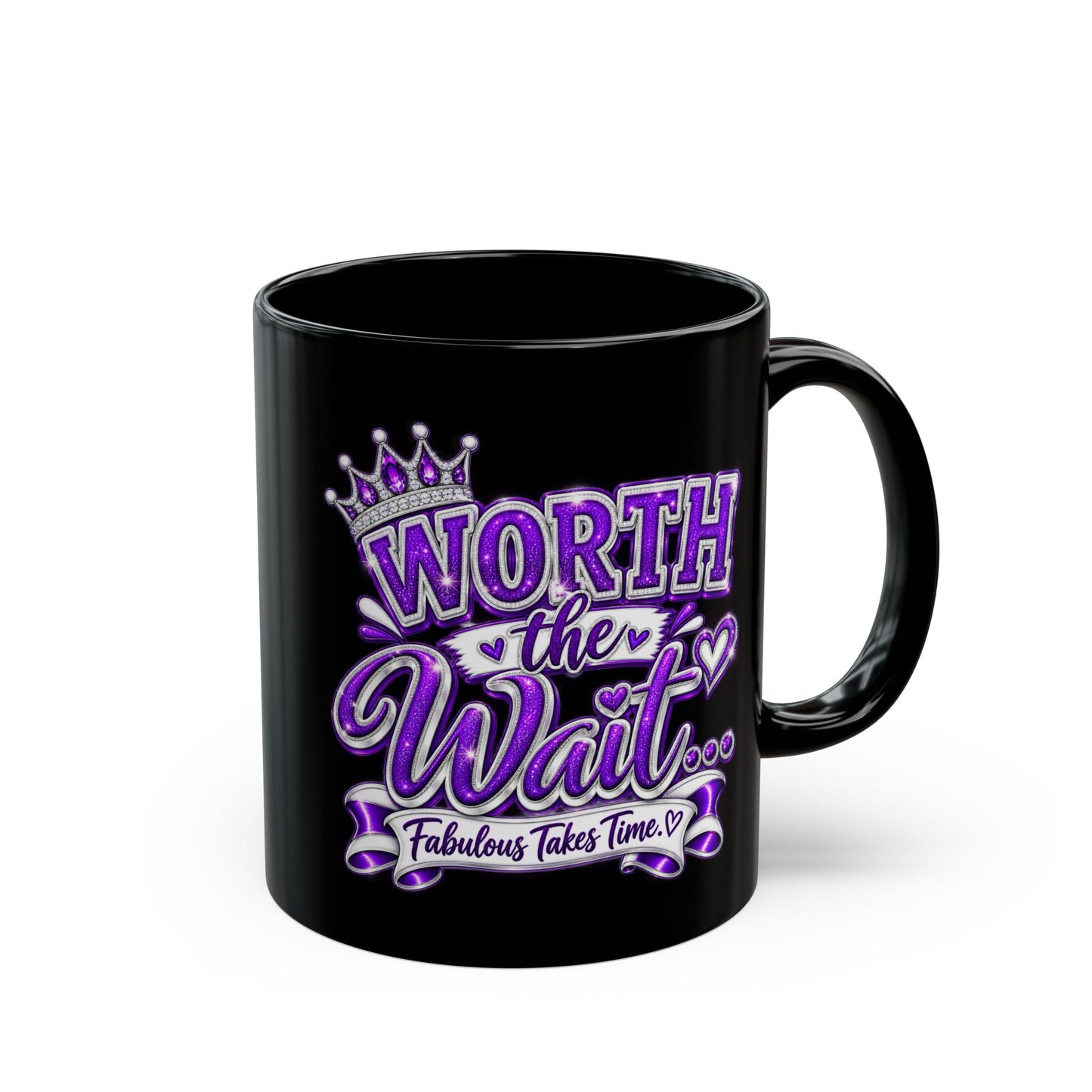 "Worth The Wait, DF" Divine Faith mug (Black, 11oz/15oz)