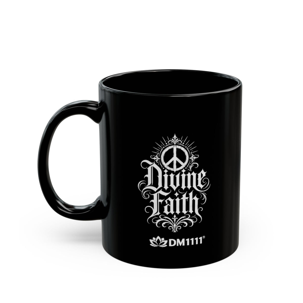 "Grind, Goals, and Timing, DF" Divine Faith mug (Black, 11oz/15oz)