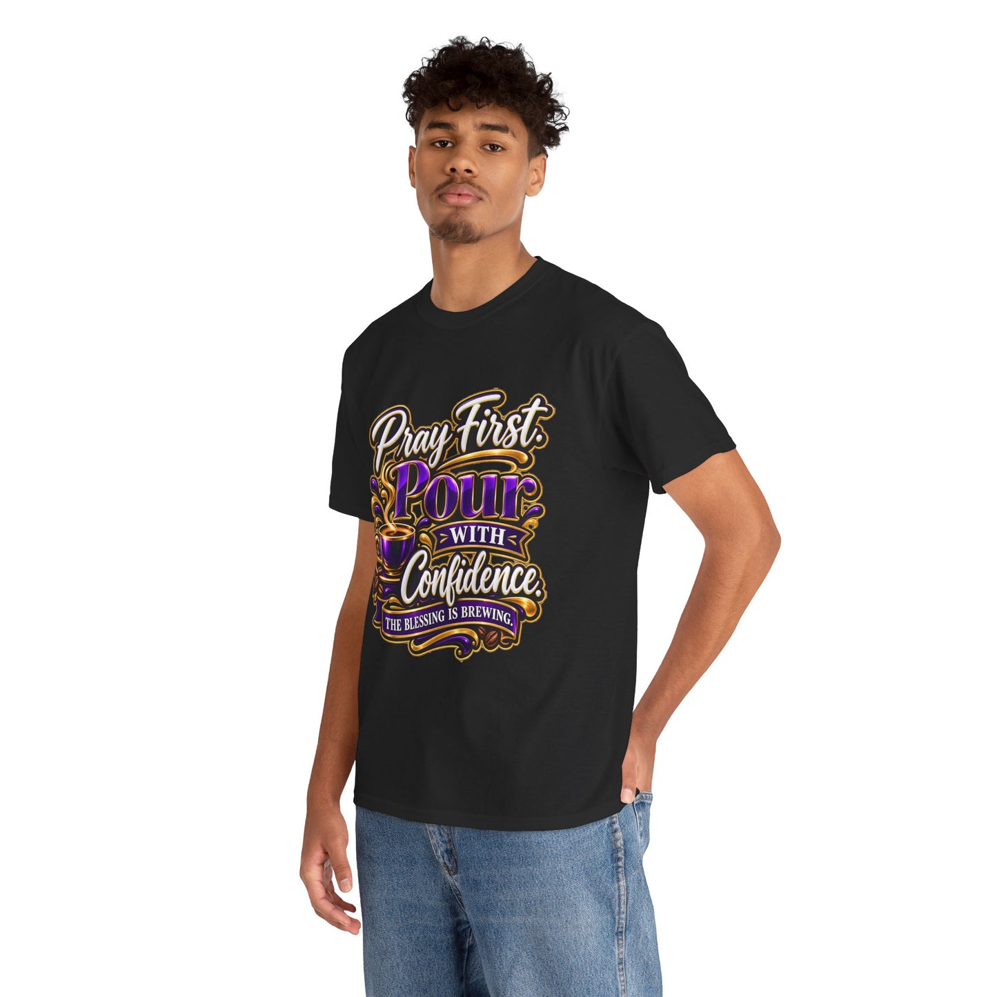 "Pray First. Pour With Confidence, DF" T-Shirt by DM1111