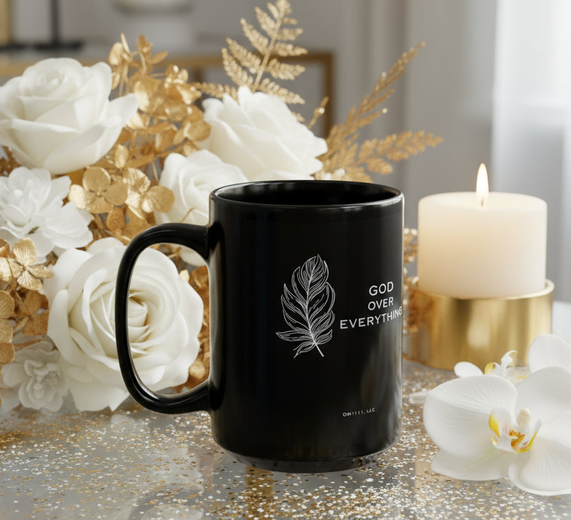 DM1111 "God Over Everything" Black Mug (11oz, 15oz)