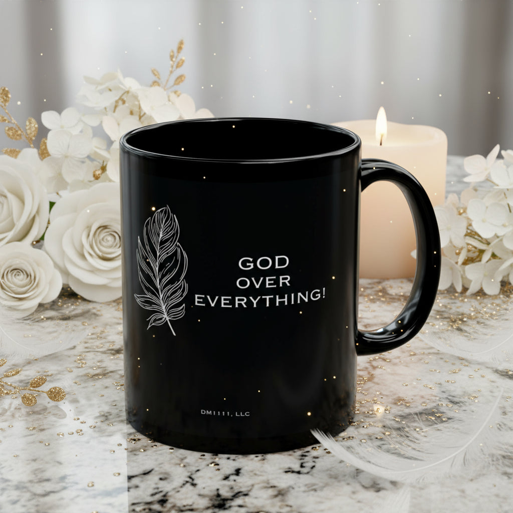 DM1111 "God Over Everything" Black Mug (11oz, 15oz)