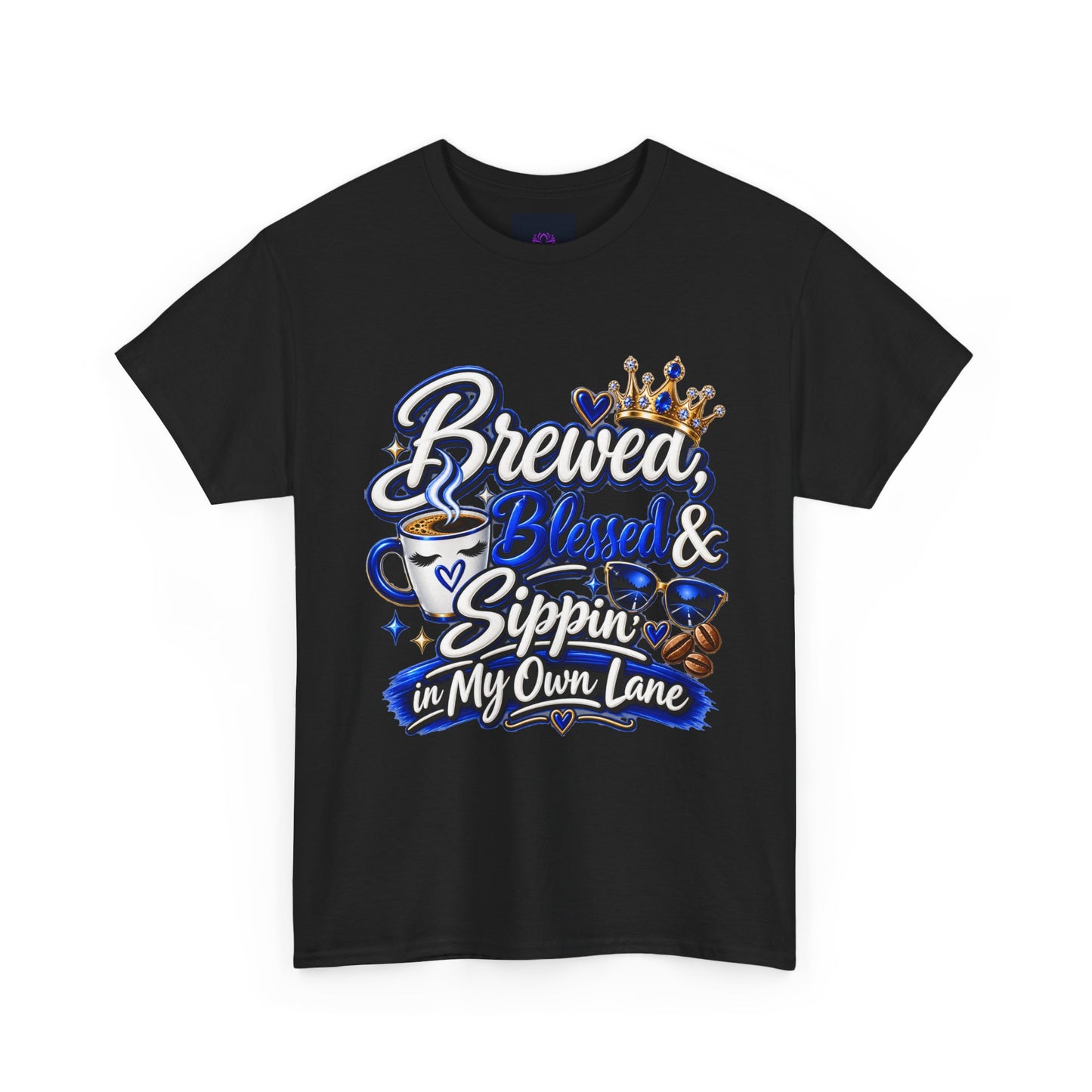 "Brewed, Blessed, and Sippin, DF" T-Shirt by DM1111
