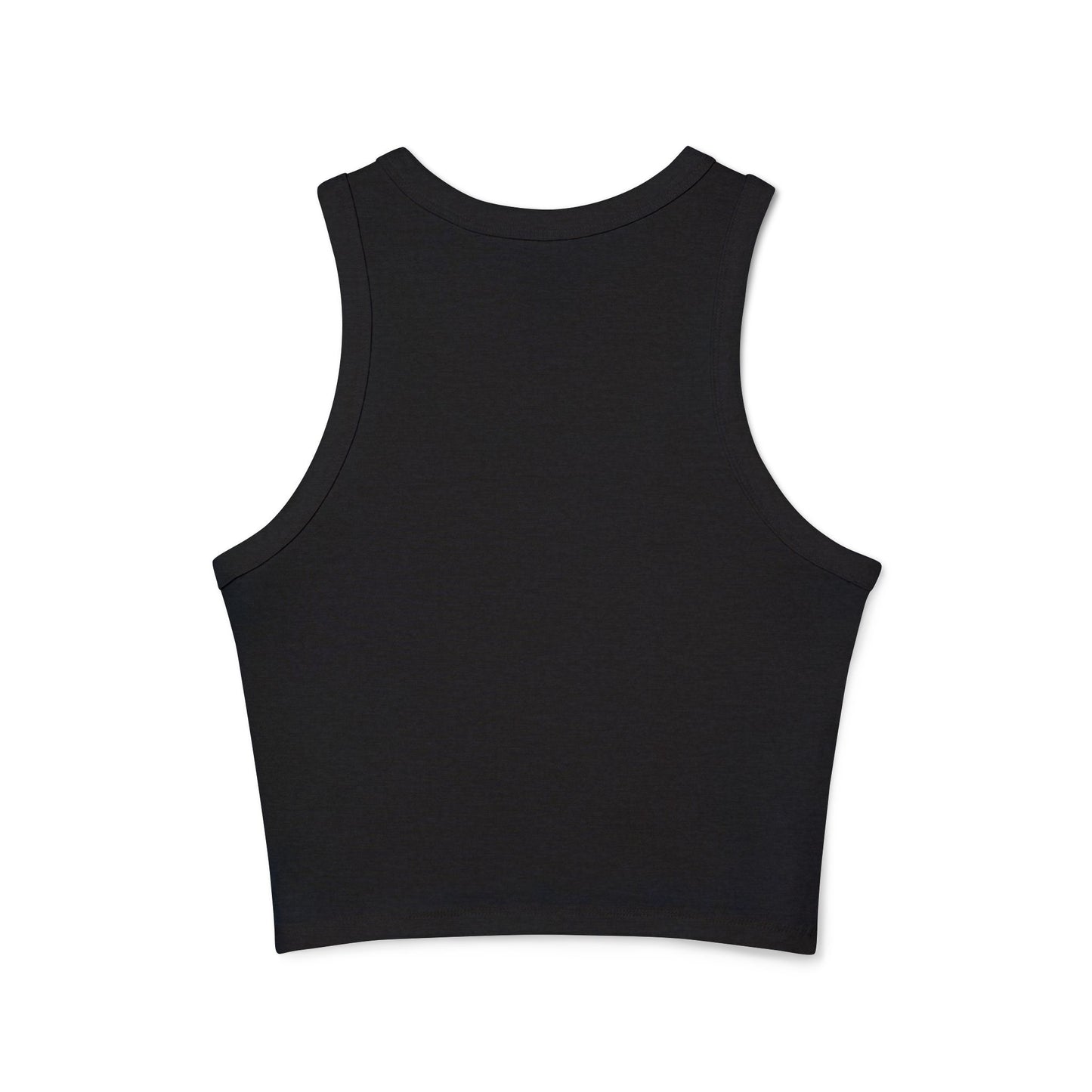 Ribbed Racer Tank — “Divine Angels” Script Cropped Tank Top