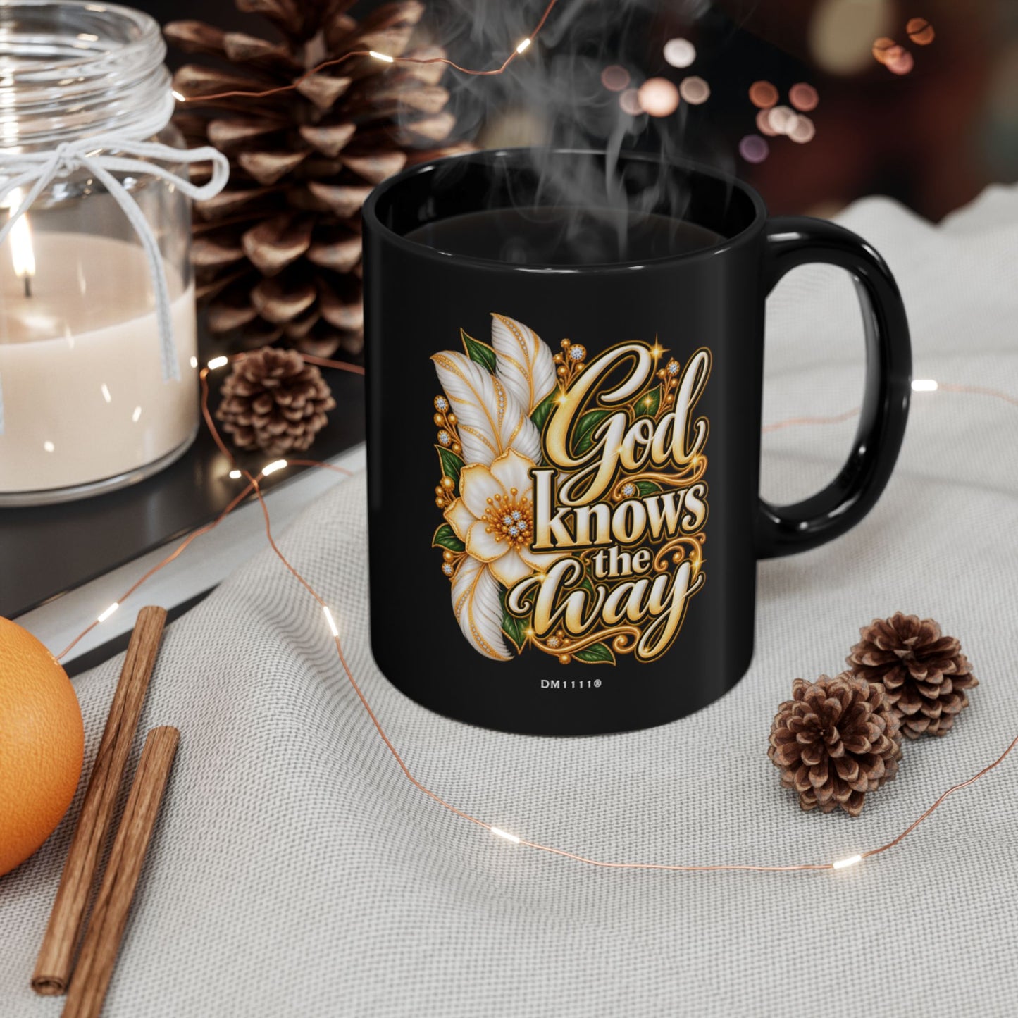 "God Knows The Way" Divine Faith mug (Black, 11oz/15oz)