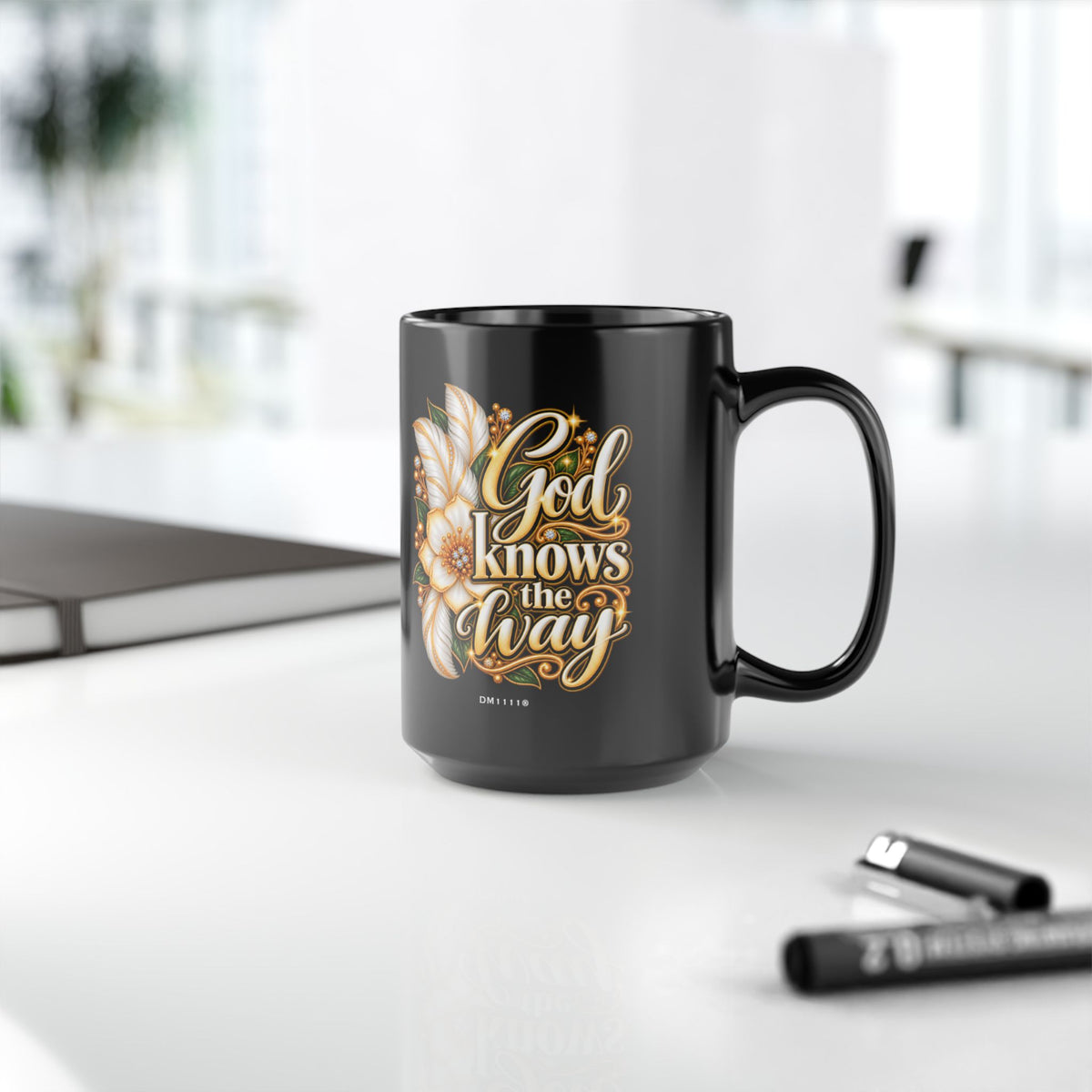 "God Knows The Way" Divine Faith mug (Black, 11oz/15oz)