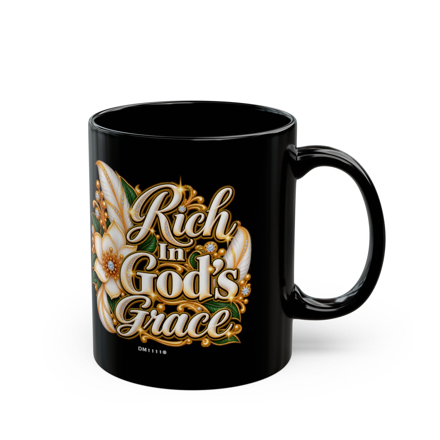 "Rich In God's Grace" Divine Faith mug (Black, 11oz/15oz)