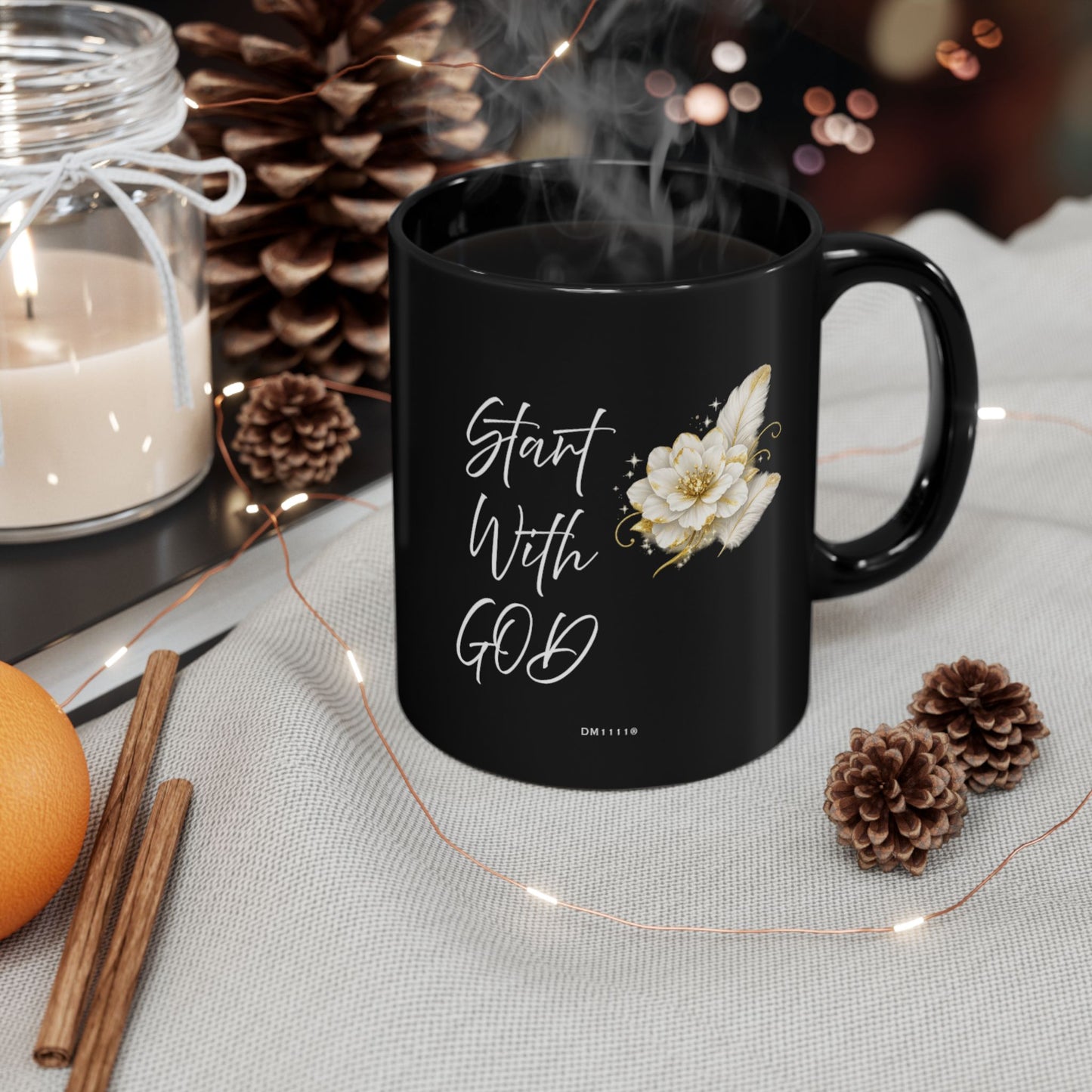 "Start With God" Divine Faith mug (Black, 11oz/15oz)