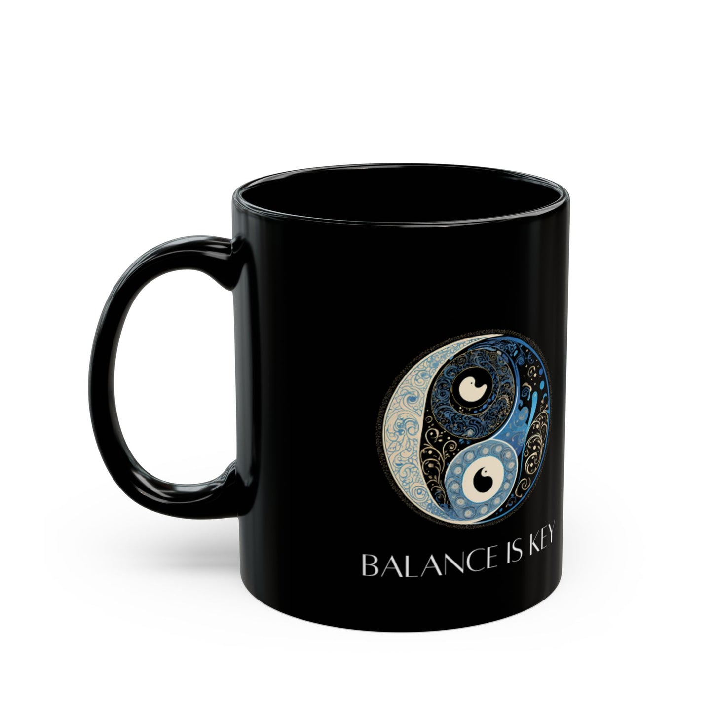 Balance Is Key Blue DM1111 Black Mug (11oz, 15oz)