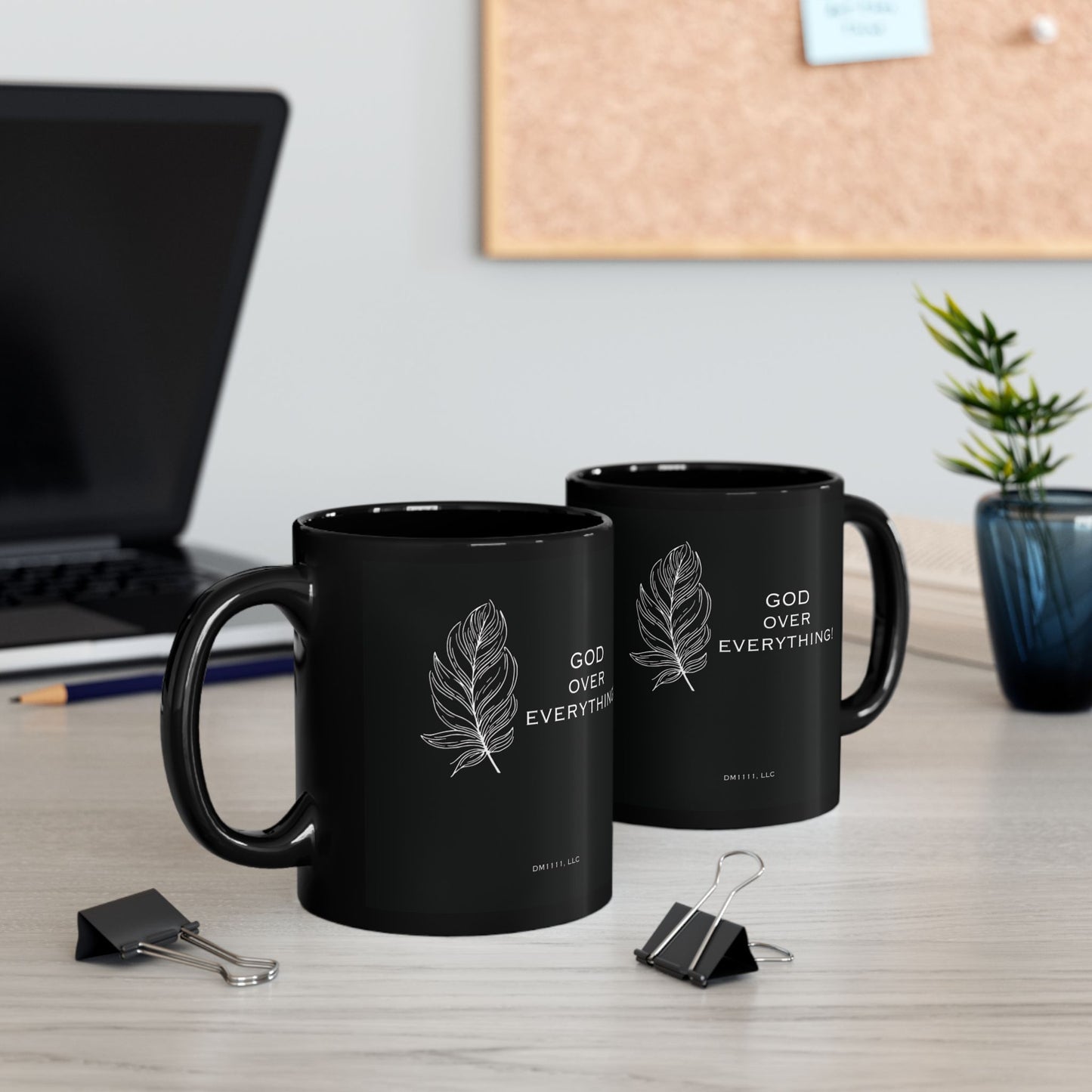 DM1111 "God Over Everything" Black Mug (11oz, 15oz)
