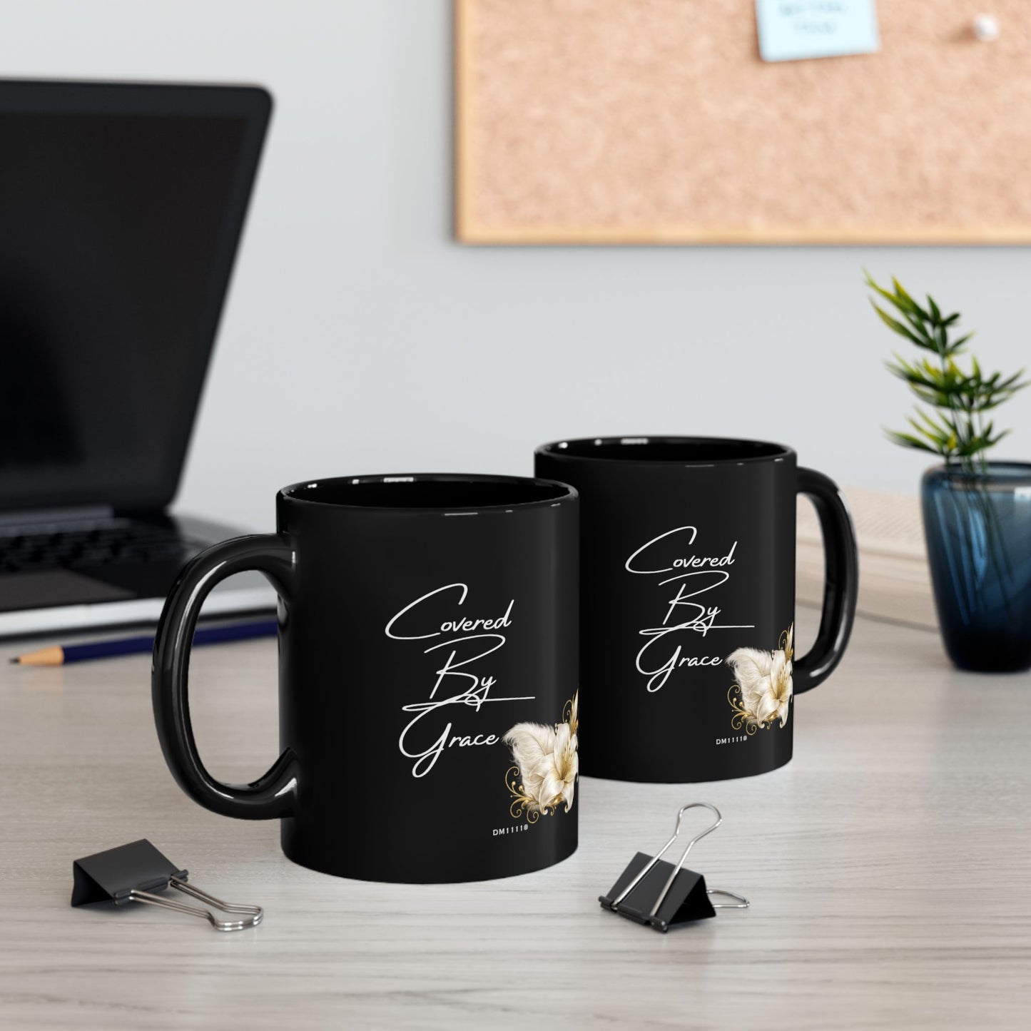 "Covered By Grace" Divine Faith mug (Black, 11oz/15oz)