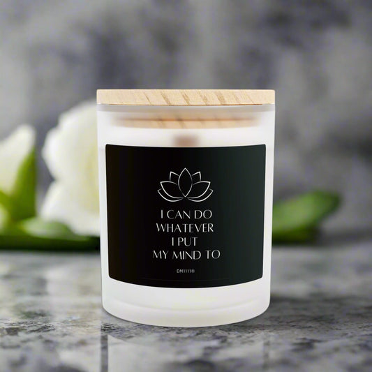 DM1111 "I Can Do Whatever" Frosted Glass Meditation Candle, 11oz