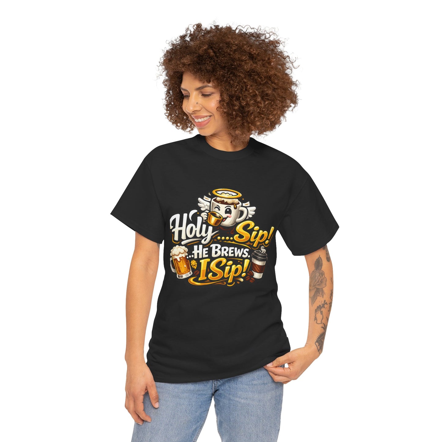 "Holy Sip! He Brews. I Sip, DF" T-Shirt by DM1111