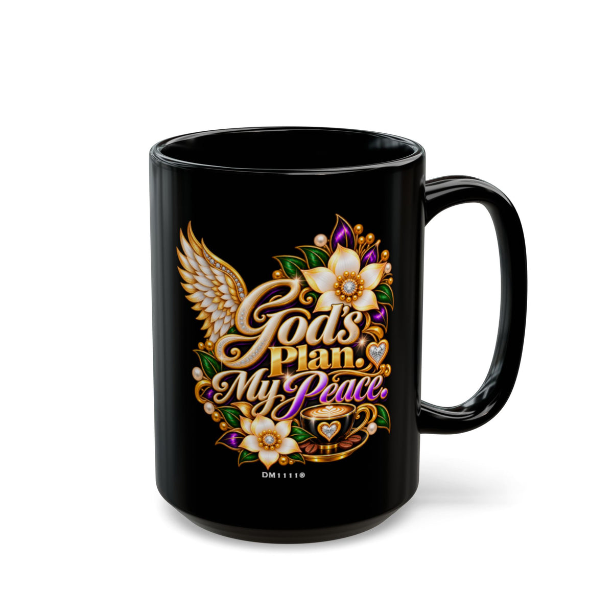 "God's Plan. My Peace" Divine Faith mug (Black, 11oz/15oz)