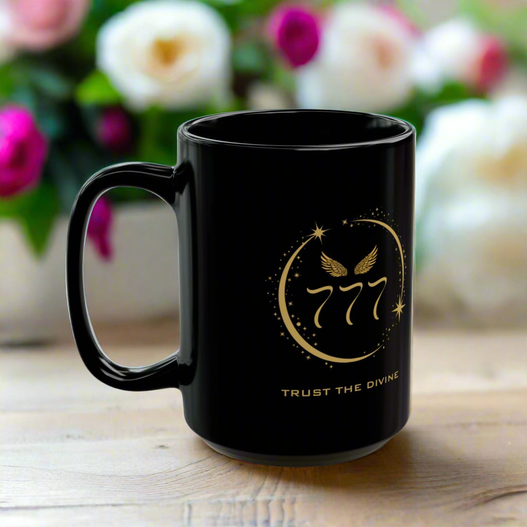 Angel 777 Affirmation DM1111 Black Mug (11oz, 15oz)