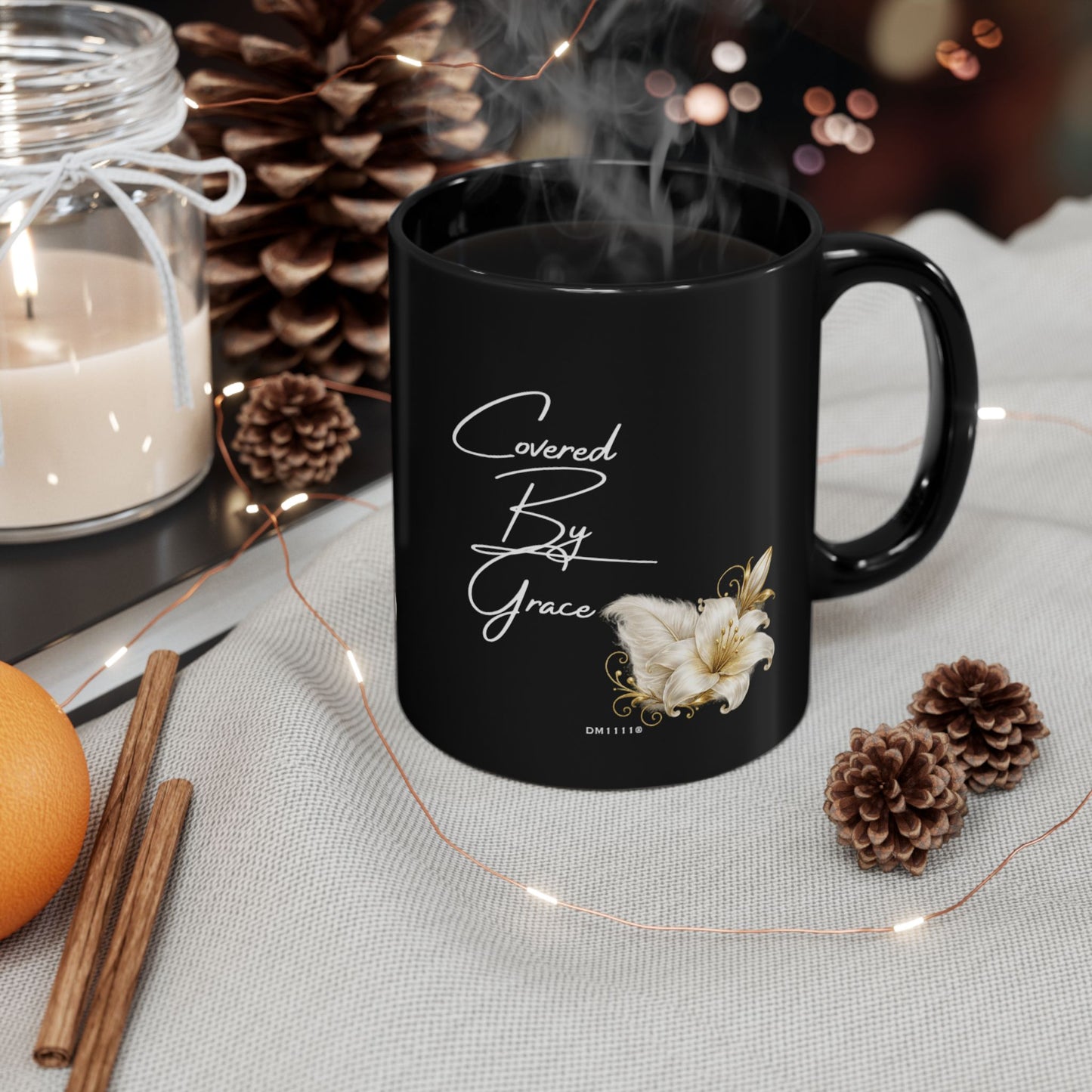 "Covered By Grace" Divine Faith mug (Black, 11oz/15oz)