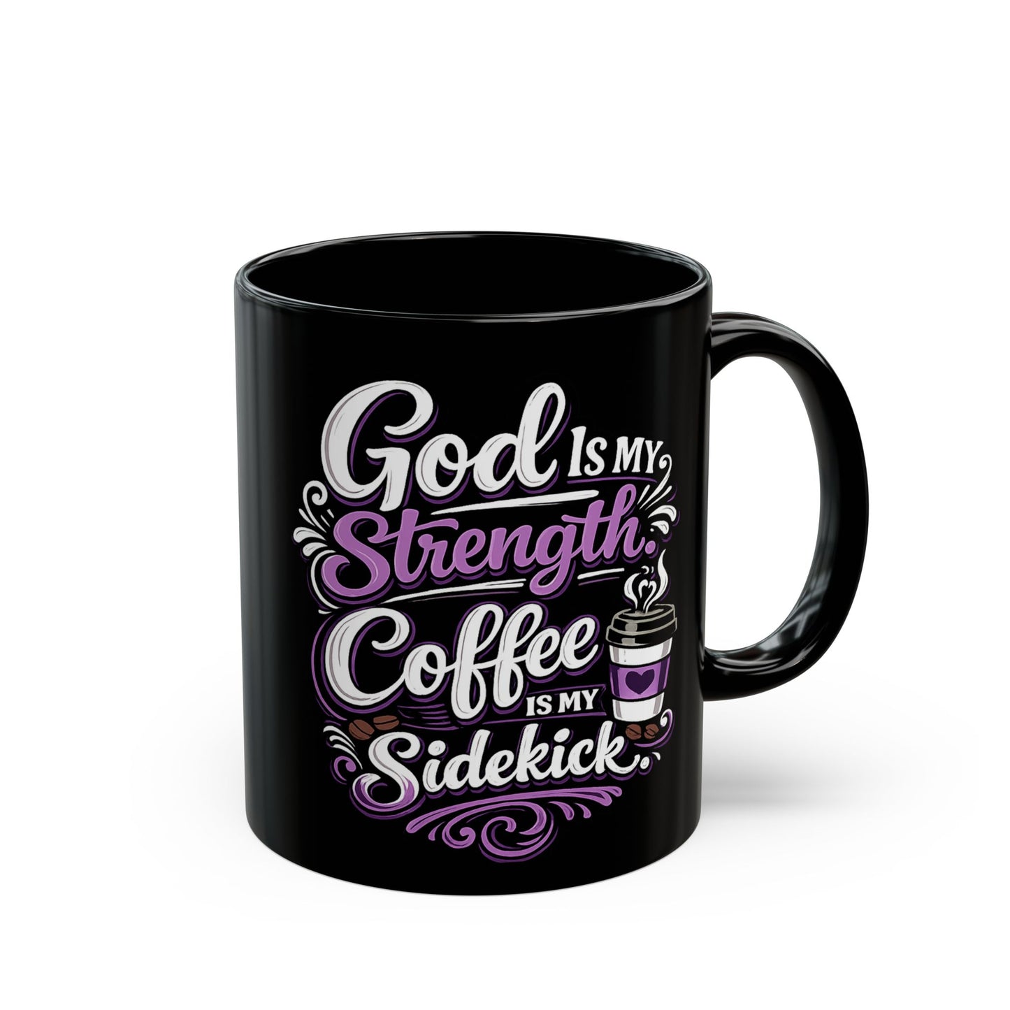 "God Is My Strength, DF" Divine Faith mug (Black, 11oz/15oz)