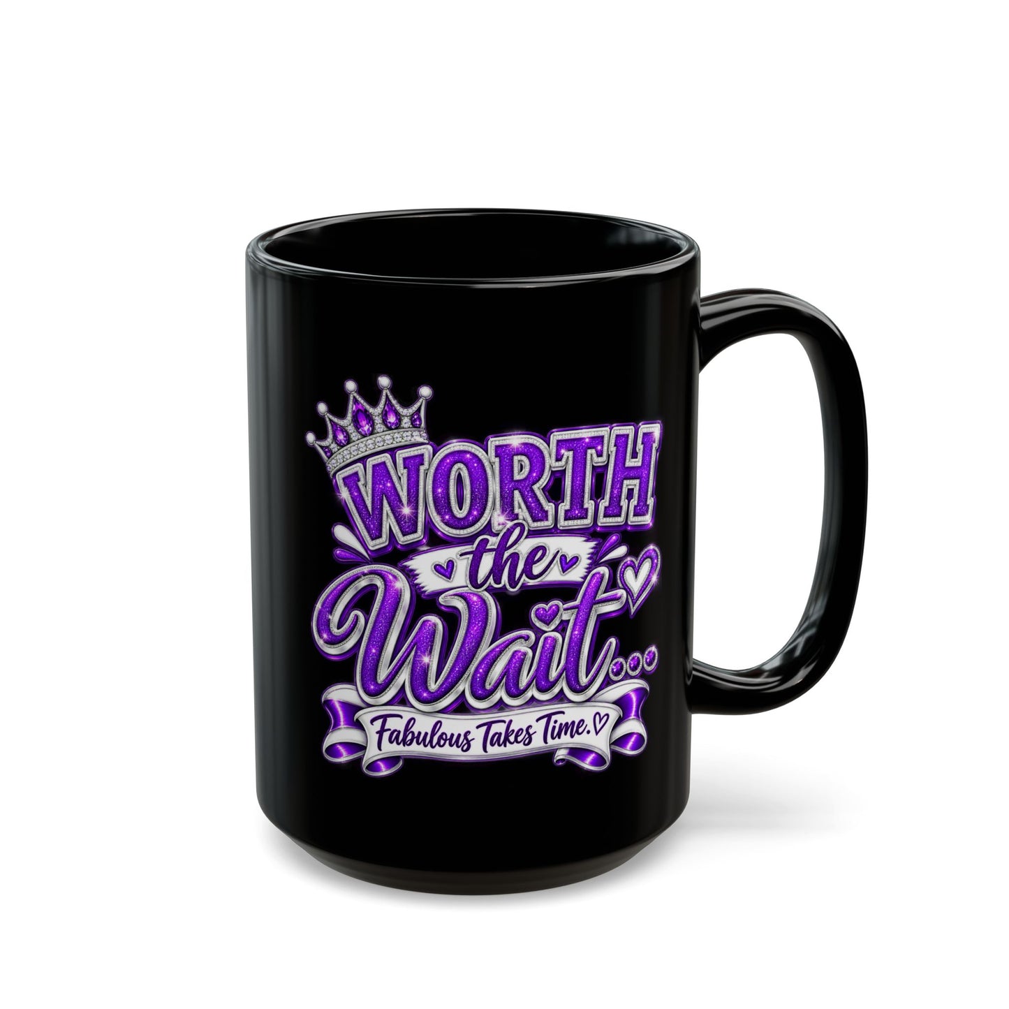 "Worth The Wait, DF" Divine Faith mug (Black, 11oz/15oz)