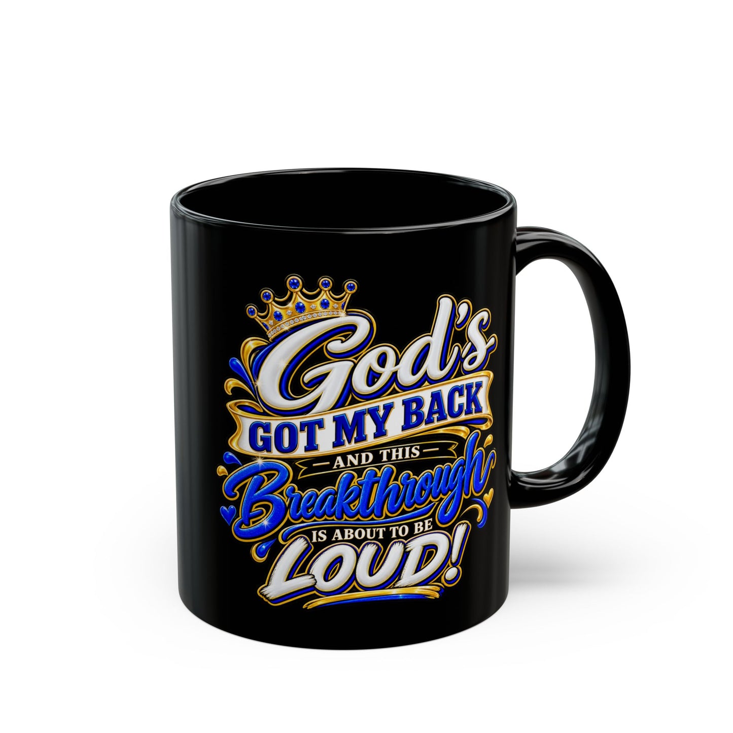 "God’s Got My Back, DF" Divine Faith mug (Black, 11oz/15oz)
