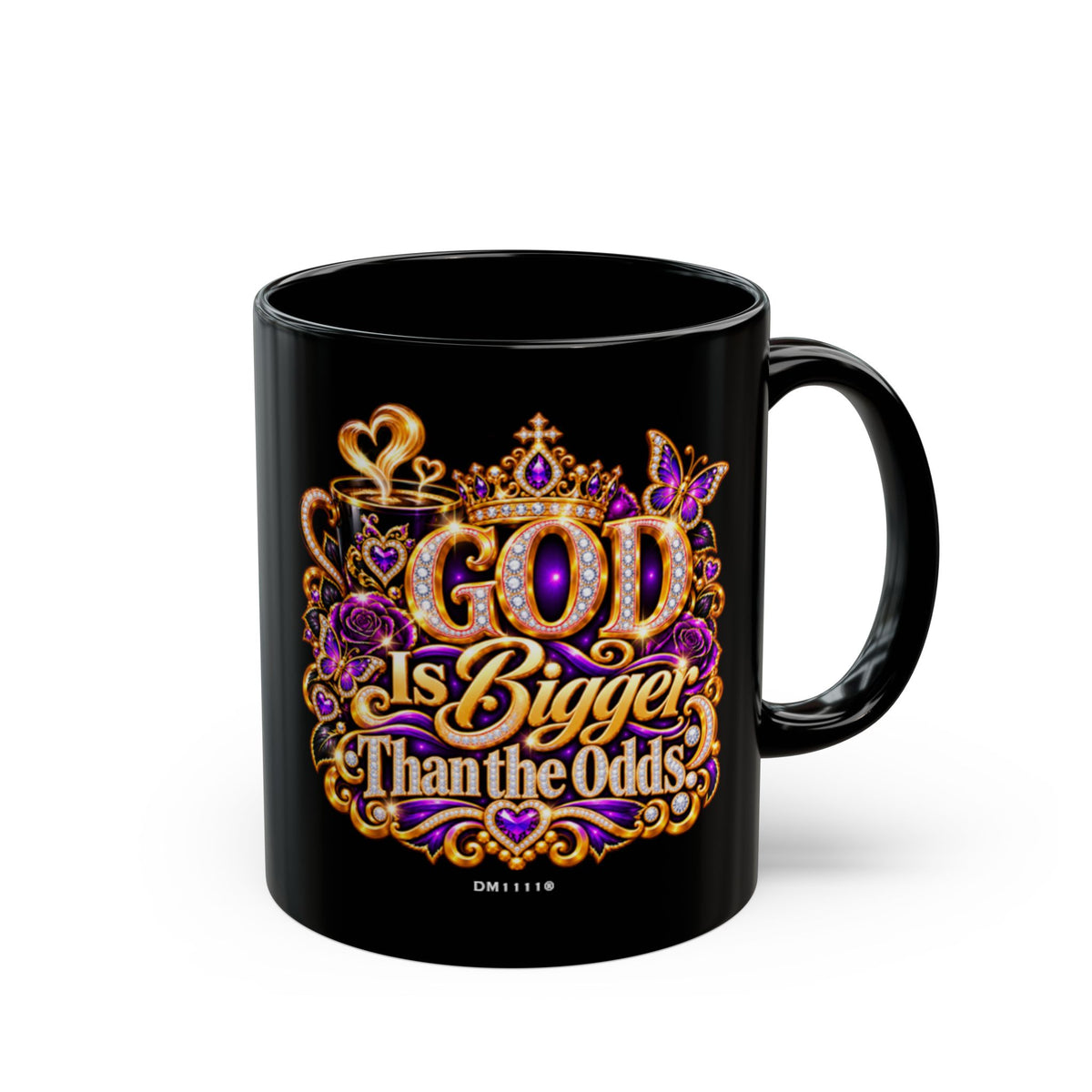 "God Is Bigger Than The Odds" Divine Faith mug (Black, 11oz/15oz)