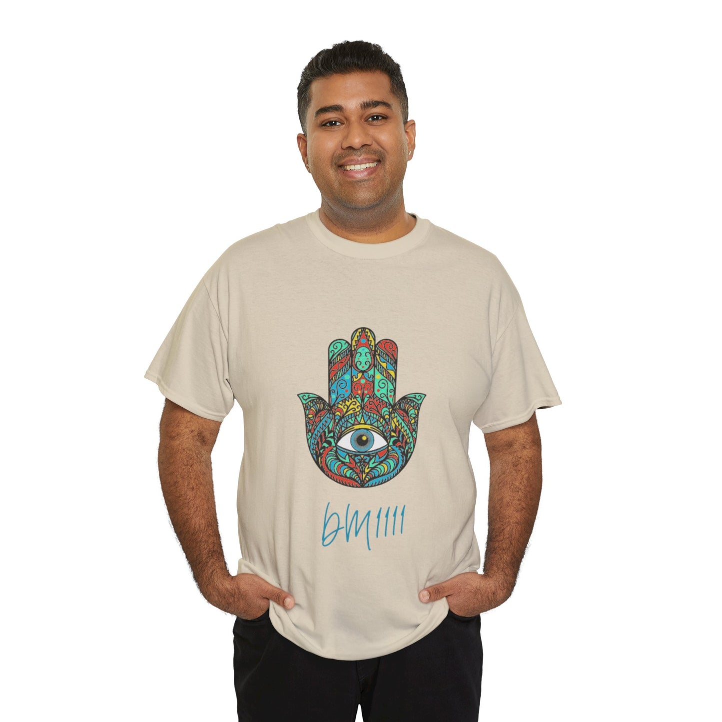 Green Hamsa Hand Eye DM1111 Unisex Heavy Cotton Tee