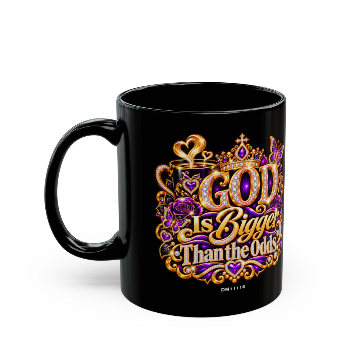 "God Is Bigger Than The Odds" Divine Faith mug (Black, 11oz/15oz)