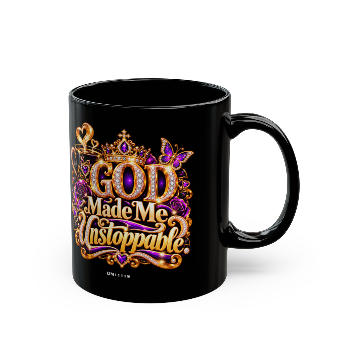 "God Made Me Unstoppable" Divine Faith mug (Black, 11oz/15oz)