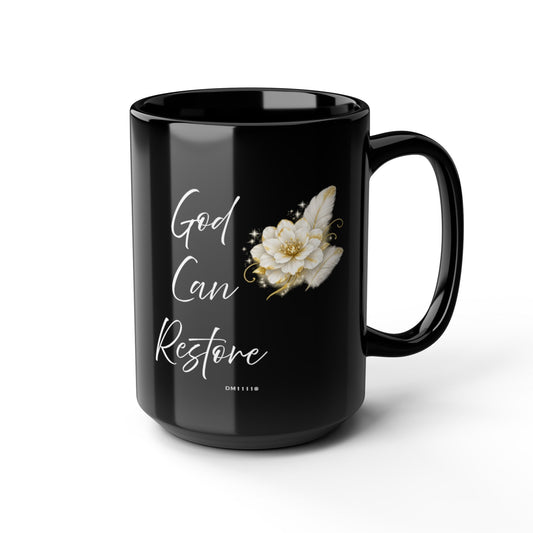 "God Can Restore" Divine Faith mug (Black, 11oz/15oz)