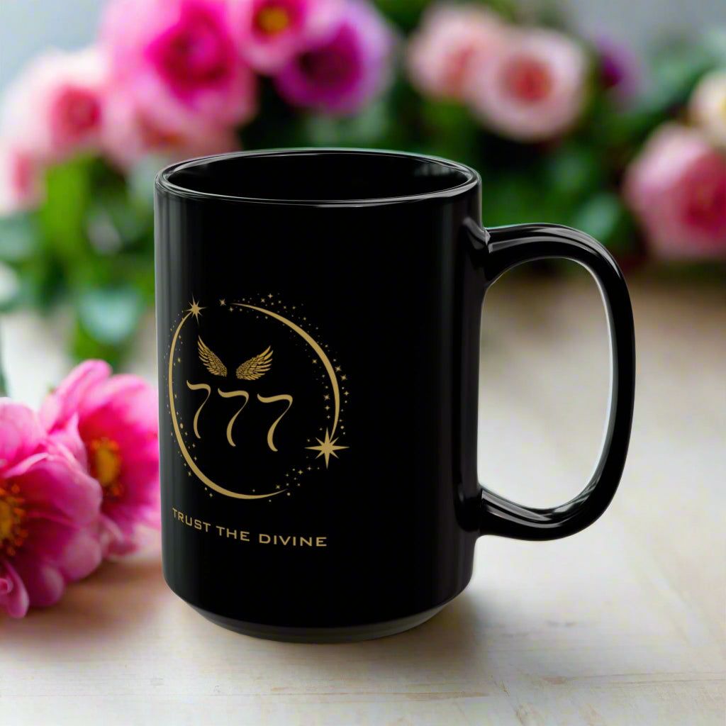 Angel 777 Affirmation DM1111 Black Mug (11oz, 15oz)
