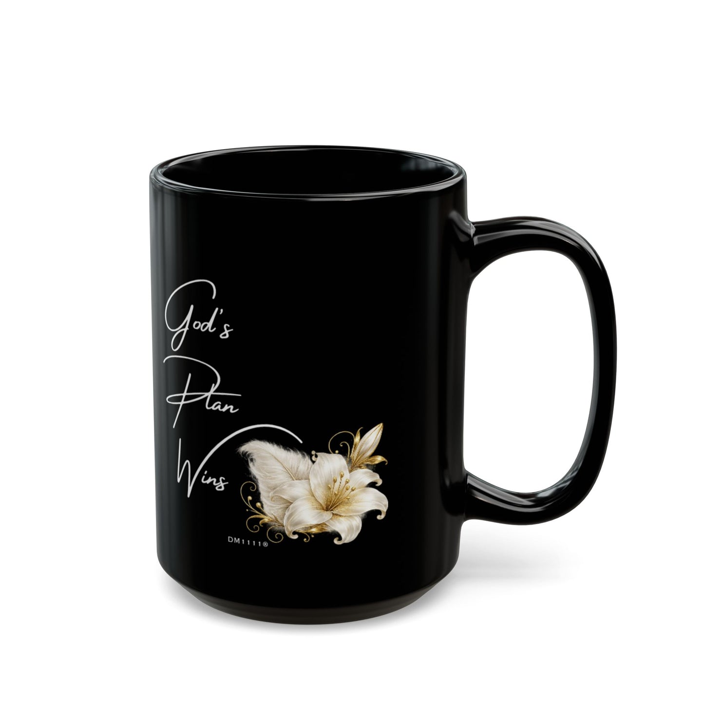 "God's Plan Wins" Divine Faith mug (Black, 11oz/15oz)