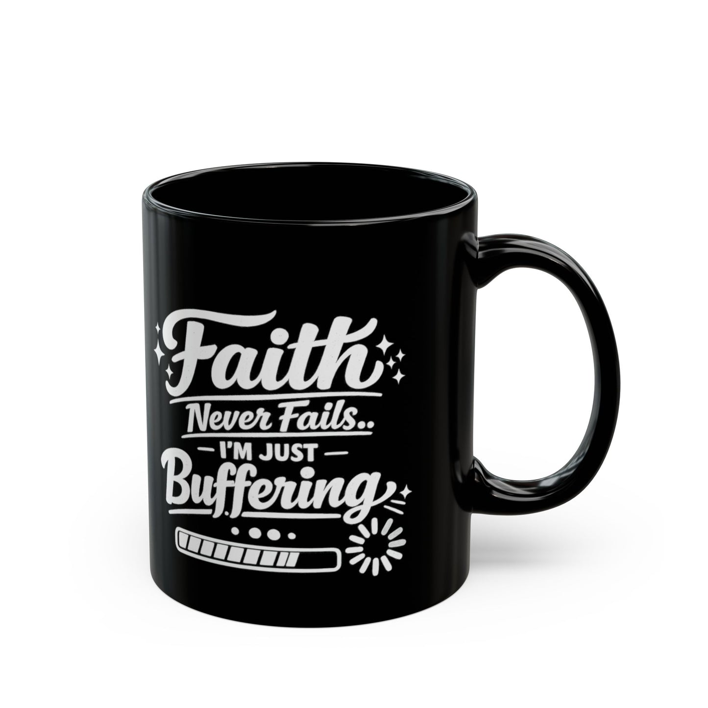 "Faith Never Fails, DF" Divine Faith mug (Black, 11oz/15oz)