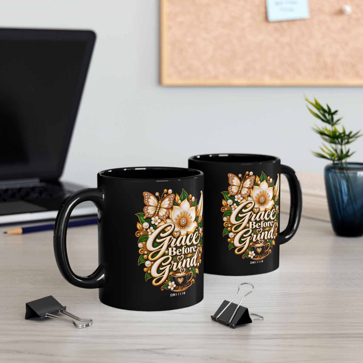 "Grace Before Grind" Divine Faith mug (Black, 11oz/15oz)