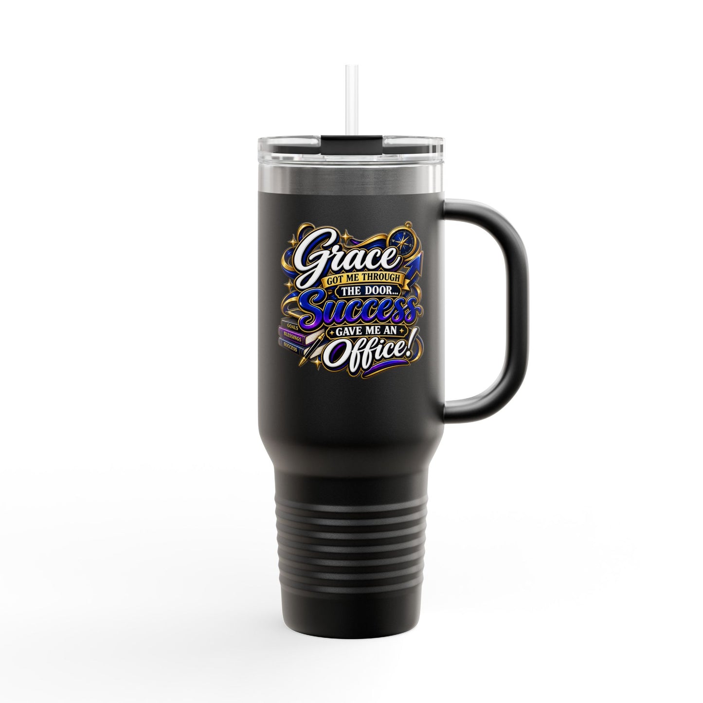 Travel Mug — "Grace Got Me Through" 40oz Insulated Tumbler