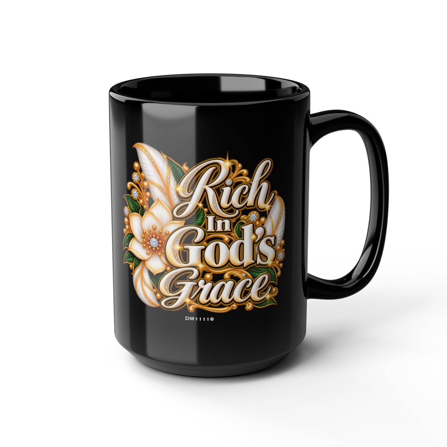 "Rich In God's Grace" Divine Faith mug (Black, 11oz/15oz)