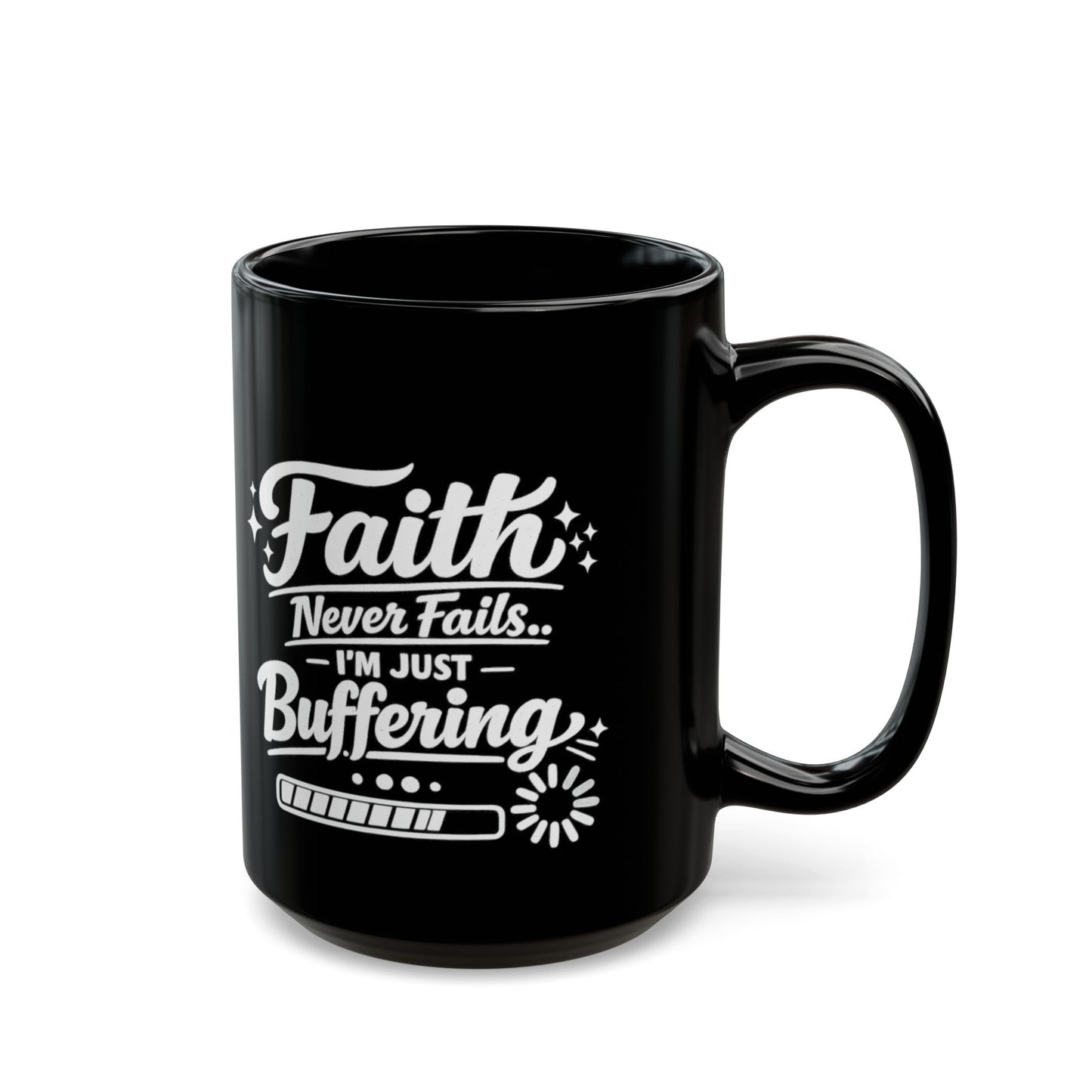 "Faith Never Fails, DF" Divine Faith mug (Black, 11oz/15oz)
