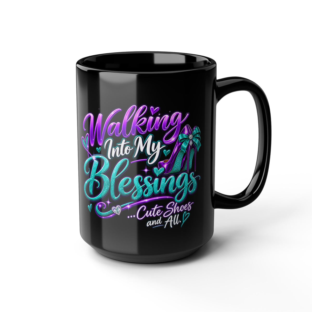 "Walking Into My Blessings, DF" Divine Faith mug (Black, 11oz/15oz)