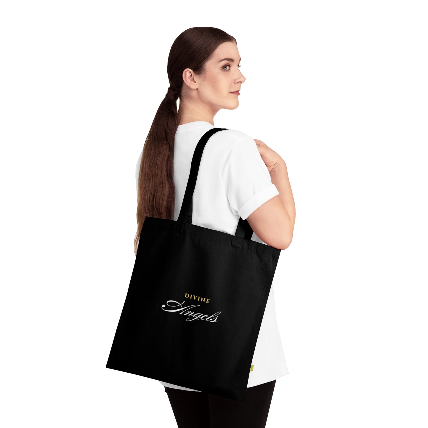 "Divine Angels" / "Divine and Chosen" Organic Cotton Tote Bag, Inspirational Faith Graphic