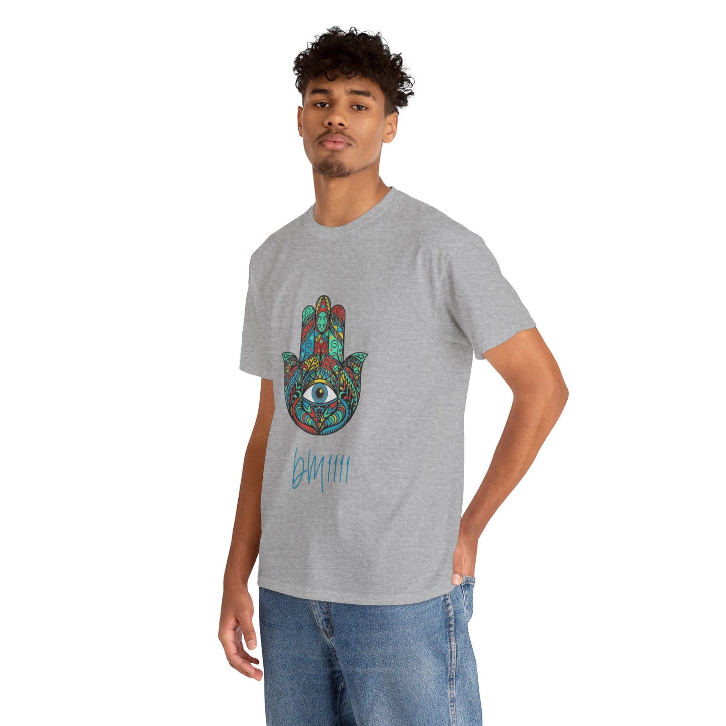 Green Hamsa Hand Eye DM1111 Unisex Heavy Cotton Tee
