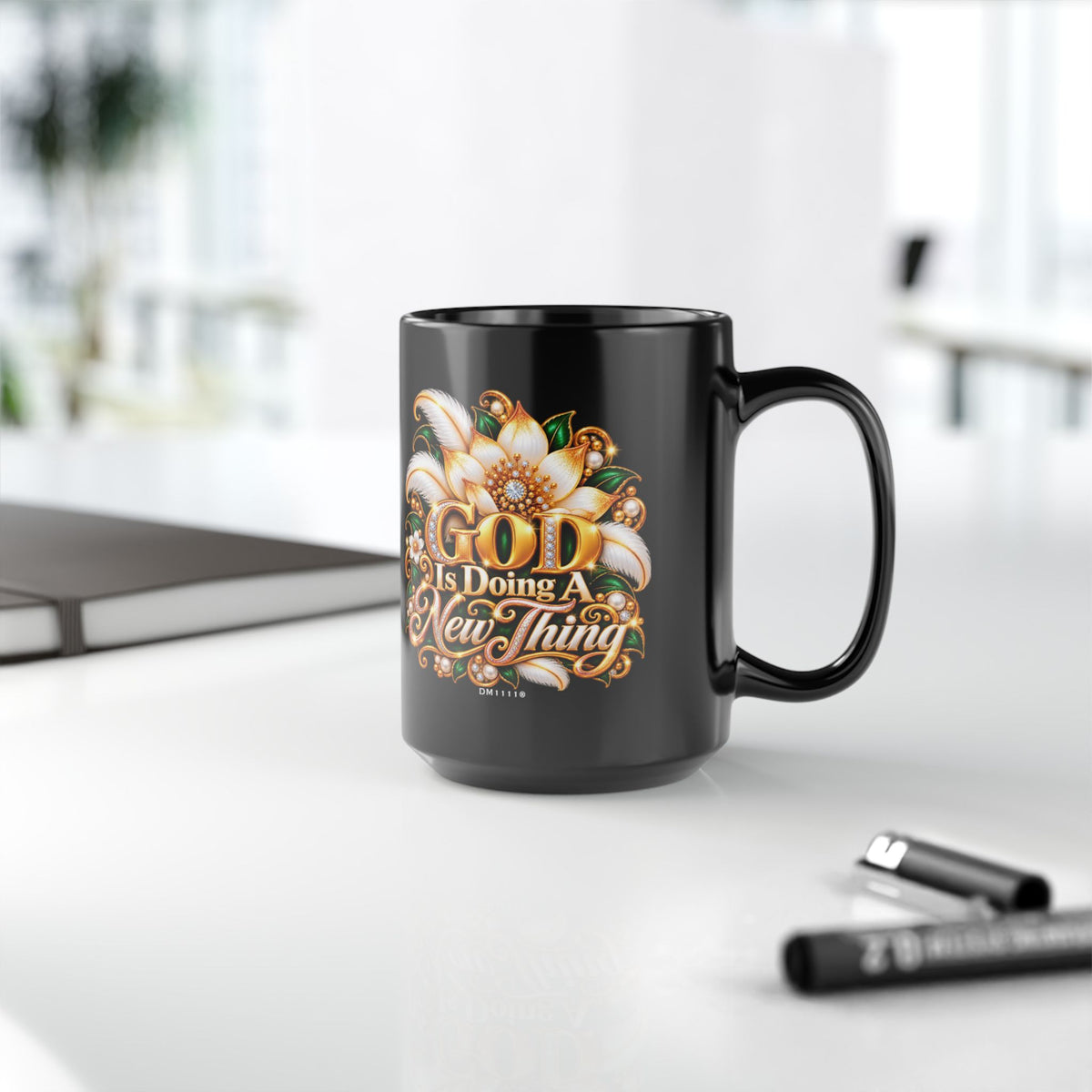 "GOD Is Doing A New Thing" Divine Faith mug (Black, 11oz/15oz)
