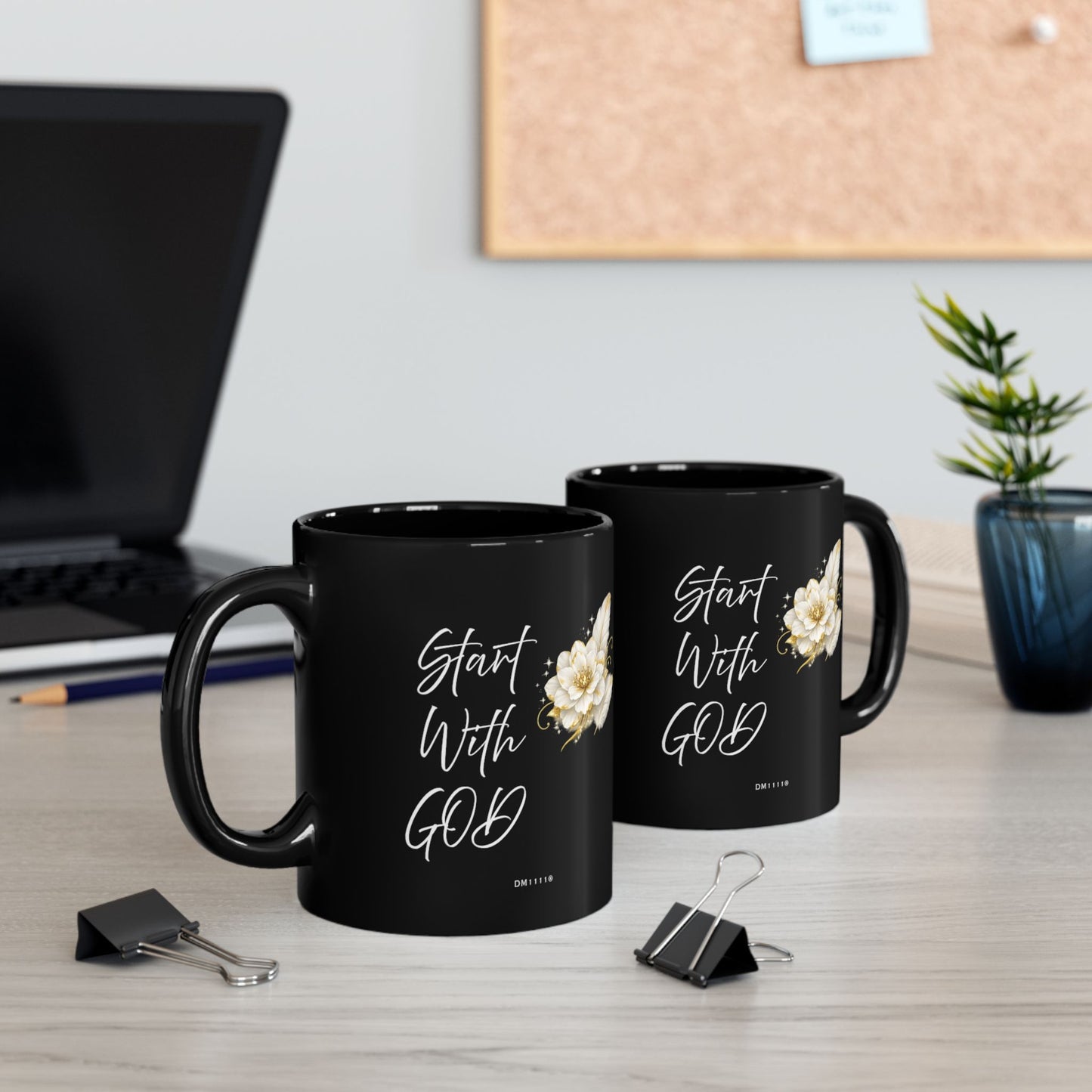 "Start With God" Divine Faith mug (Black, 11oz/15oz)