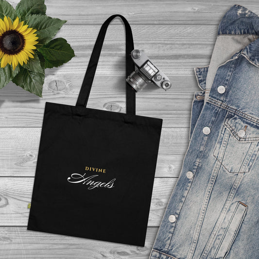 "Divine Angels" / "Divine and Chosen" Organic Cotton Tote Bag, Inspirational Faith Graphic