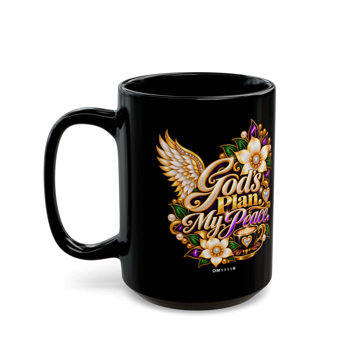 "God's Plan. My Peace" Divine Faith mug (Black, 11oz/15oz)