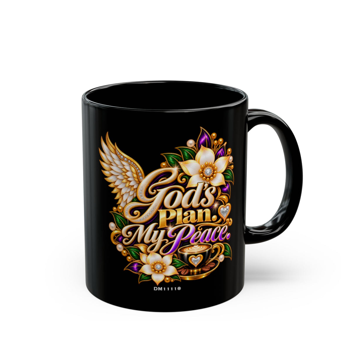 "God's Plan. My Peace" Divine Faith mug (Black, 11oz/15oz)
