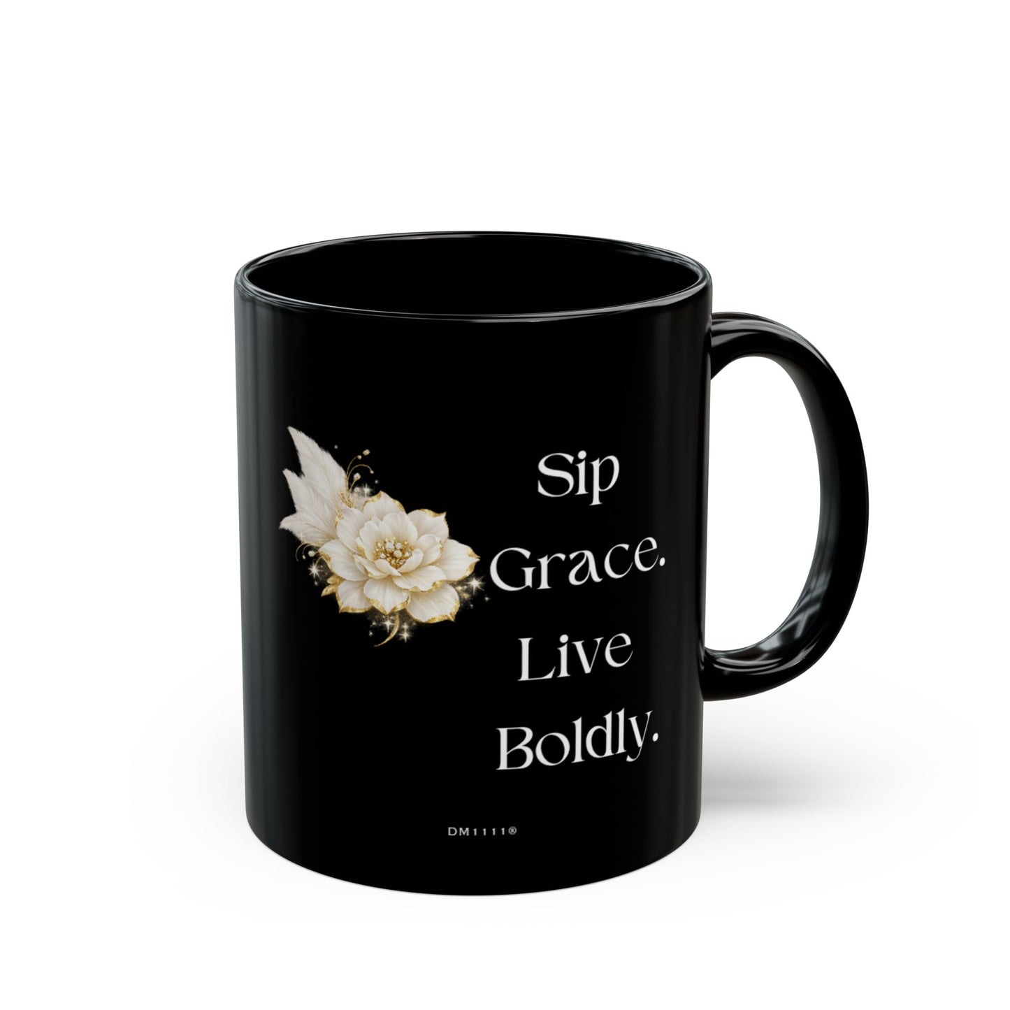"Sip Grace. Live Boldly." Divine Faith mug (Black, 11oz/15oz)